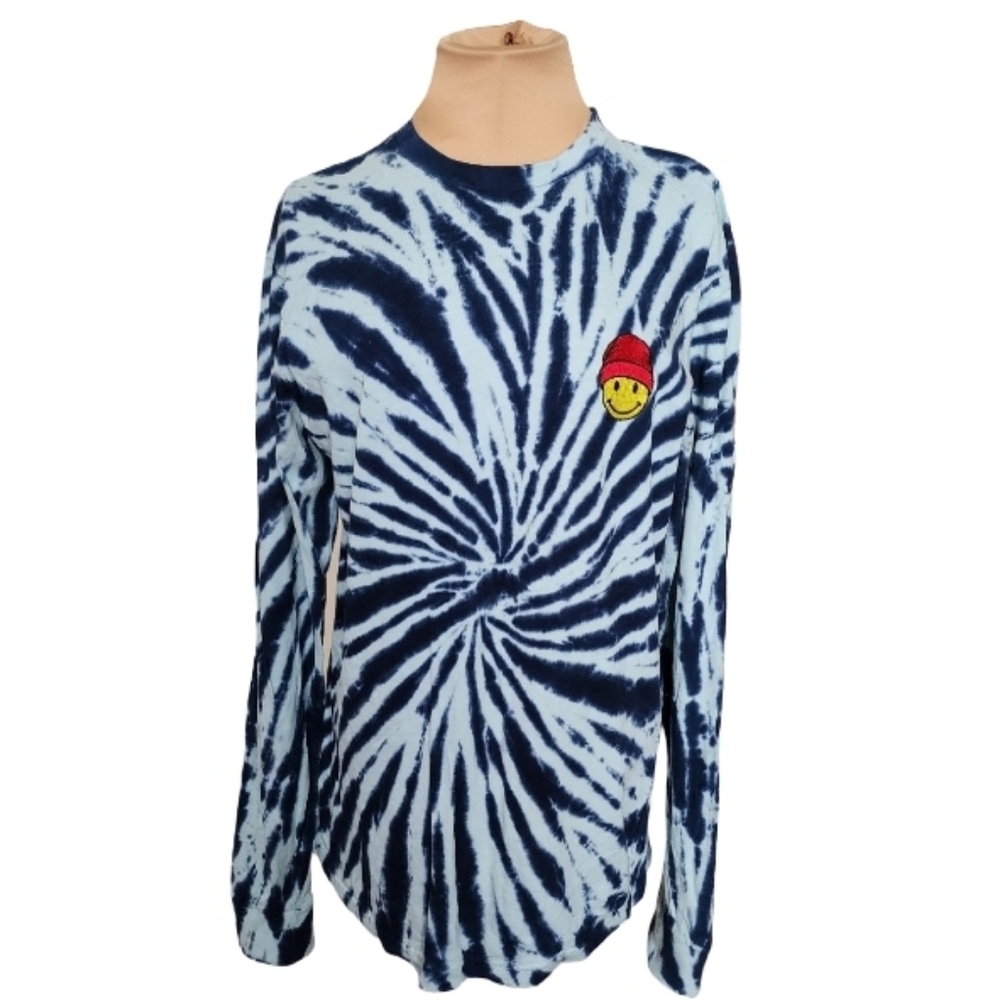 Eighty Eight Tie Dye Long Sleeve Tee Smiley Face‎ Patch Medium Unisex